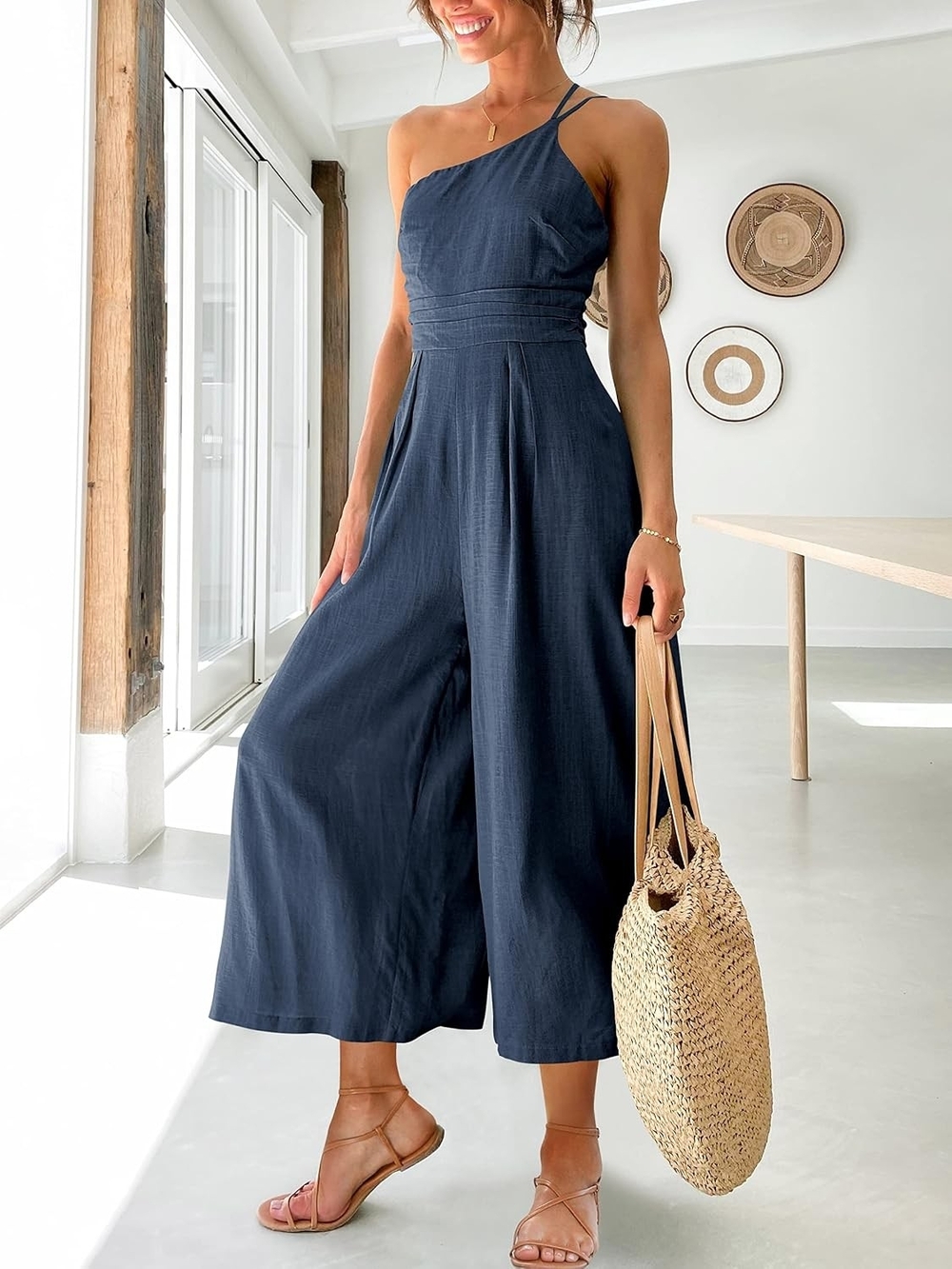Blue Wide-Leg Jumpsuit, Size Small